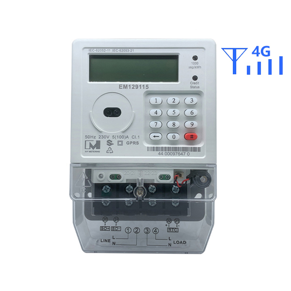EM129115 Medidor de vatios-hora de prepago STS GPRS 2G / 3G / 4G Kwh Medidor de electricidad inteligente IR
