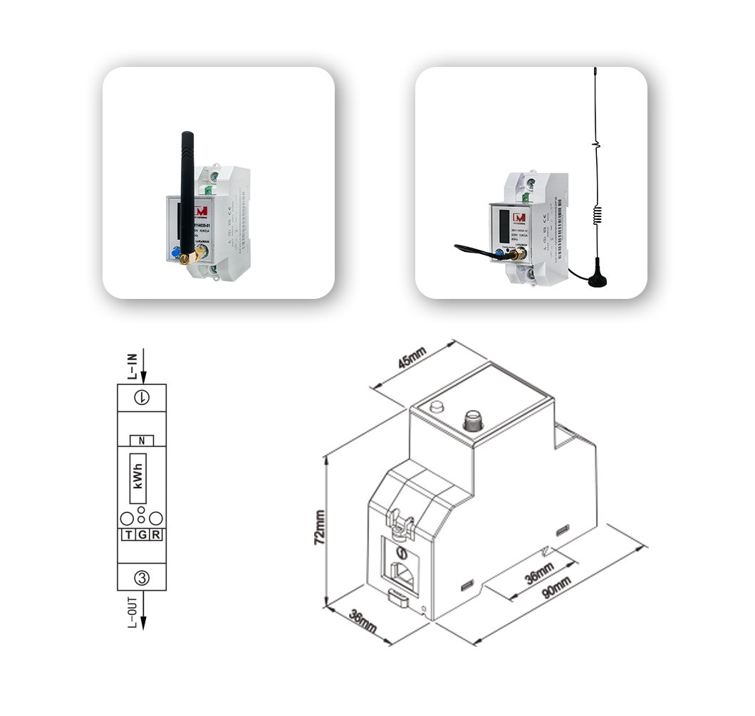 EM114039-01 MID Approval LoRa EU868 Wireless Remote Control LoRaWAN Smart Electricity Meters For Internet of Things system