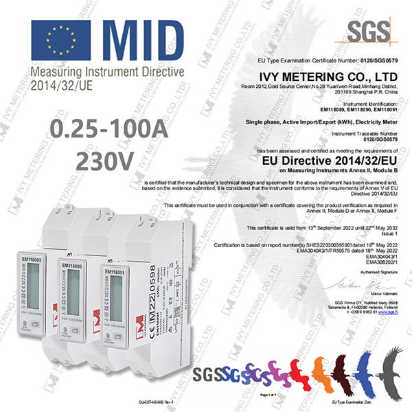 Pantalla LCD monofásica de 32 A Medidor de energía bidireccional RS485 Medidor de potencia del cargador de CA EM118089 90 91