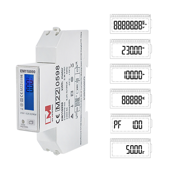 Pantalla LCD monofásica de 32 A Medidor de energía bidireccional RS485 Medidor de potencia del cargador de CA EM118089 90 91