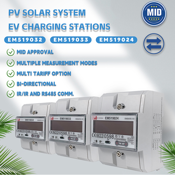EM519032 33 24 3 3 Carril DIN trifásico RS485 Modbus Energía bidireccional para la carga de vehículos eléctricos Sistema solar fotovoltaico