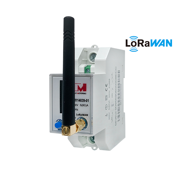 EM114039 medidor de energía eléctrica inteligente inalámbrico Modbus LoRaWAN monofásico con aprobación MID