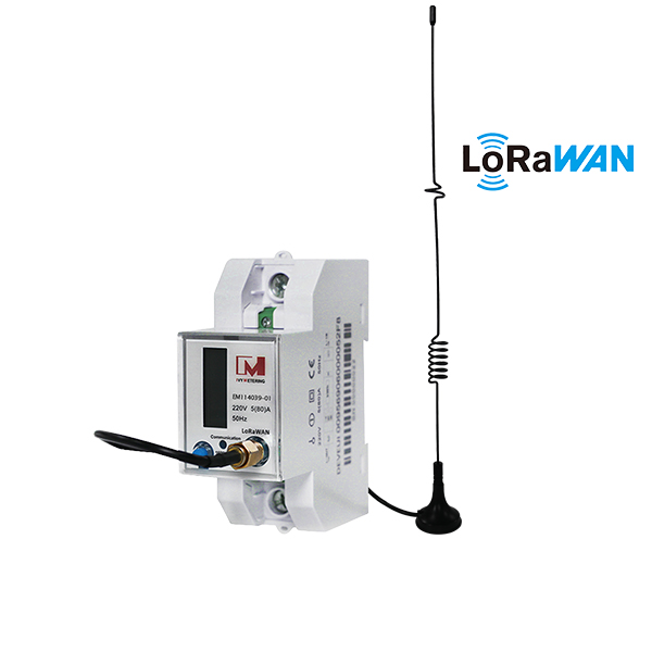 EM114039 medidor de energía eléctrica inteligente inalámbrico Modbus LoRaWAN monofásico con aprobación MID