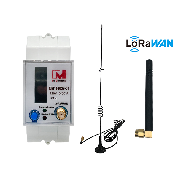 EM114039 medidor de energía eléctrica inteligente inalámbrico Modbus LoRaWAN monofásico con aprobación MID