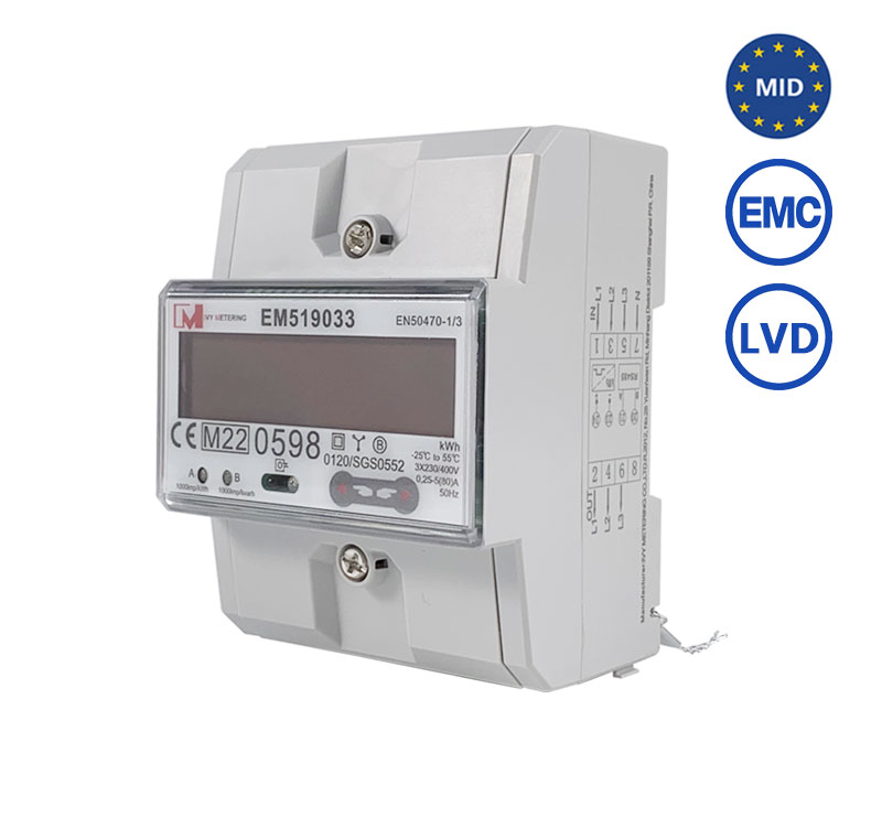 EM519033 Corriente máxima 40 A, 45 A, 60 A, 80 A  comunicación RS485 MODBUS Consumo de energía kwh Medidor