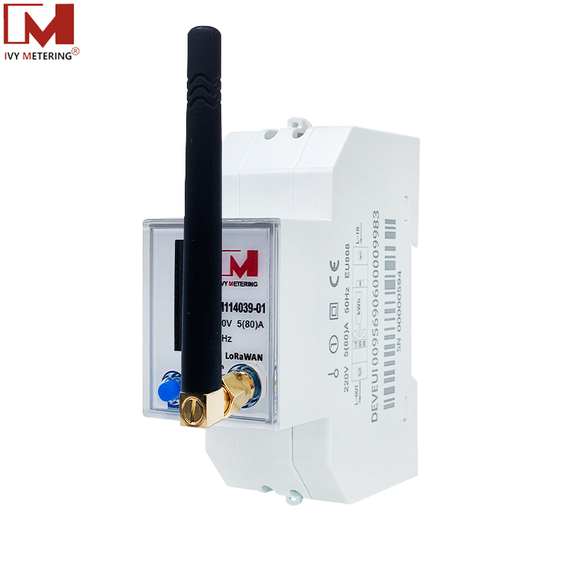 Medidor de energía inteligente LoRaWAN monofásico EM114039-01 con relé integrado