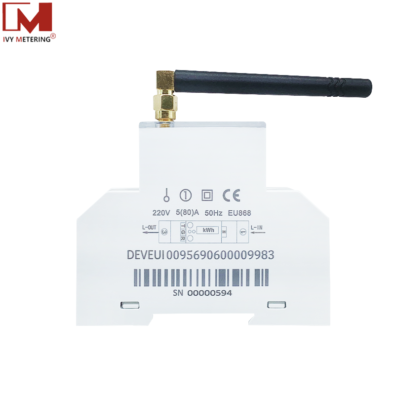 Medidor de energía inteligente LoRaWAN monofásico EM114039-01 con relé integrado