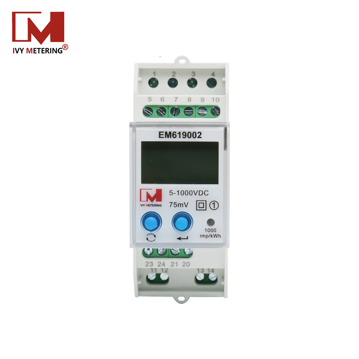 EM619002 Medidor bidireccional de energía DC 1000V 2000A con RS485 Modbus, para cargadores de depósito de autobuses y camiones eléctricos.